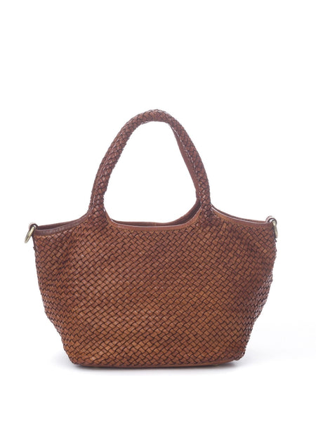 BIG TEODORA LEATHER BAG, COGNAC