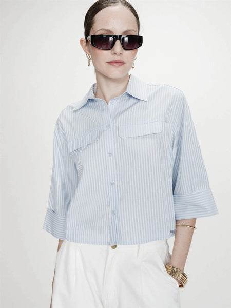 VOICE STRPED SHIRT, SKYE BLUE