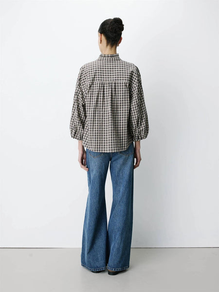 ADELIE rutete bluse, LATTE
