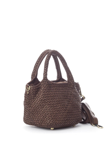 TEODORA LEATHER BAG, DARK BROWN