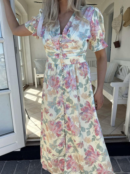 ADELIC LONG SS DRESS - PASTEL GARDEN