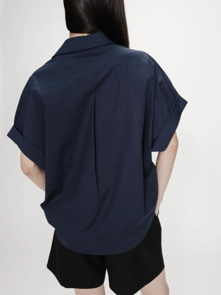 VERSIGNY LOOSE COTTON BLOUSE, NAVY