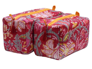 BIG QUILTED COSMETIC BAG, Anarkali Red Gud