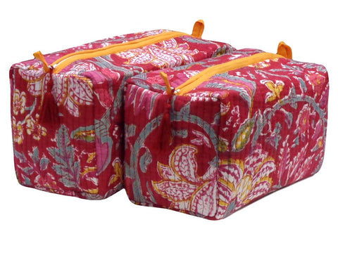 SMALL QUILTED COSMETIC BAG, Anarkali Red Gud