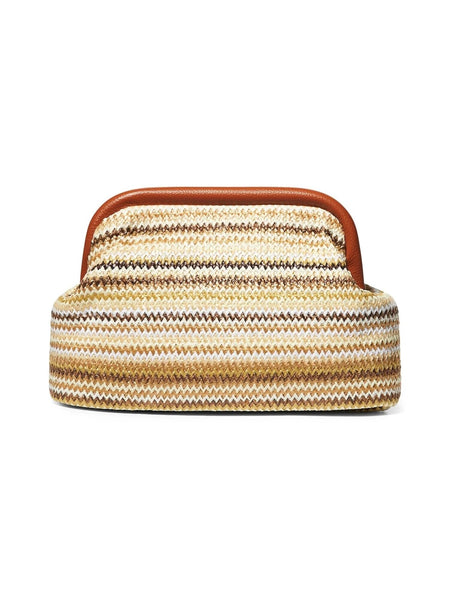 RAFFIA CLUTCH STRIPE ECRU COMBO