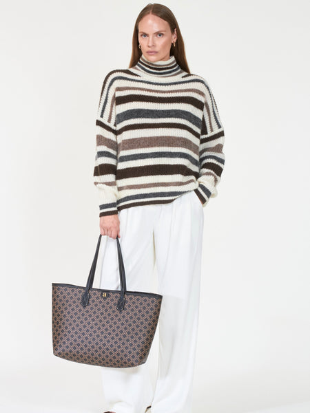 STELLAR høyhalset strikkegenser Offwhite/Brown