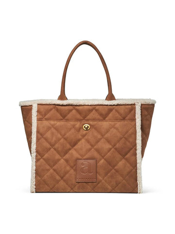DARCY SHEARLING TOTE,  CHESTNUT