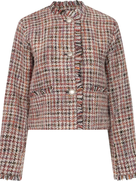 DAISY KORT TWEED JAKKE, rouge