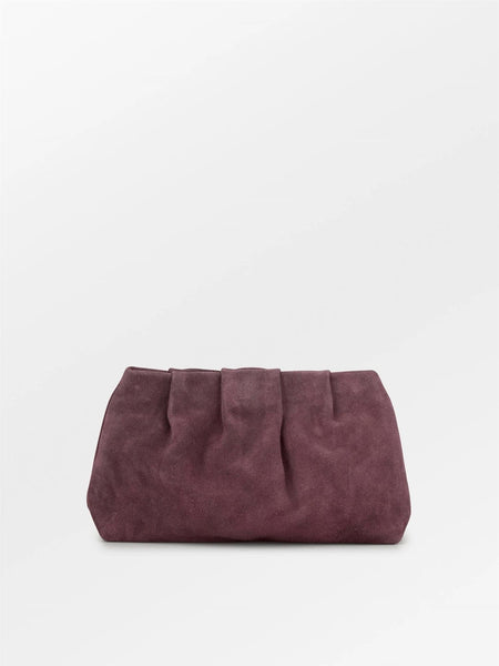 Suede Clutch Bag, MAROON BROWN
