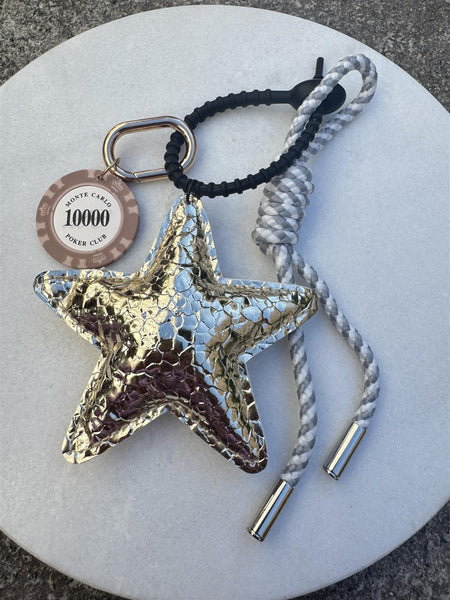LUCKY STAR KEY CHAIN BAG PENDANT, GOLD