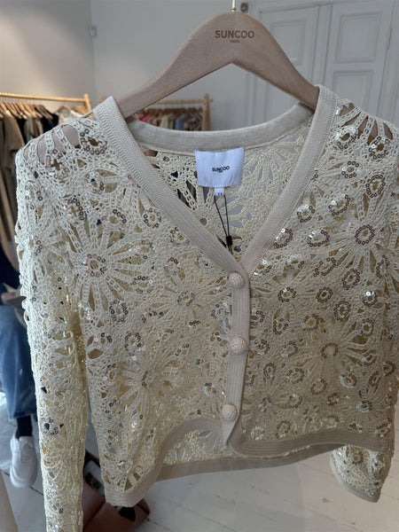 LOIS armløs blondetopp , BEIGE