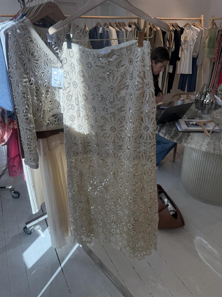 LOIS armløs blondetopp , BEIGE