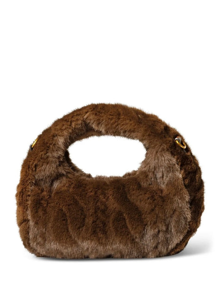 NOELLA PLUSH LITEN VESKE,  DARK BROWN