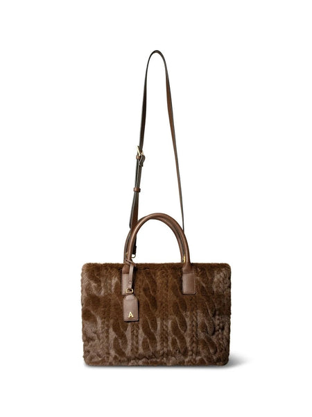 ASPEN PLUSH TOTE,  DARK BROWN