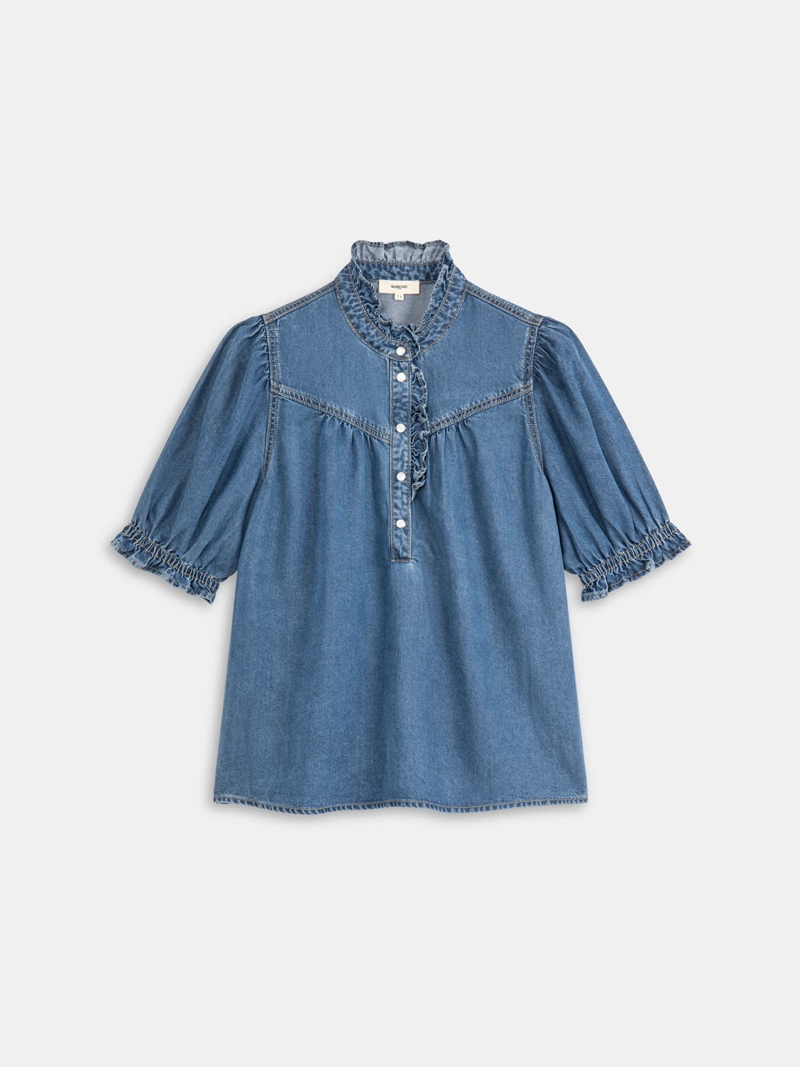 WOVEN BLOUSE LOUISE, BLEU JEANS