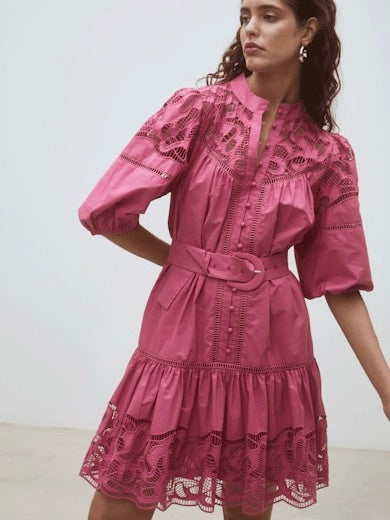 CATY DRESS, BOISE DE ROSE