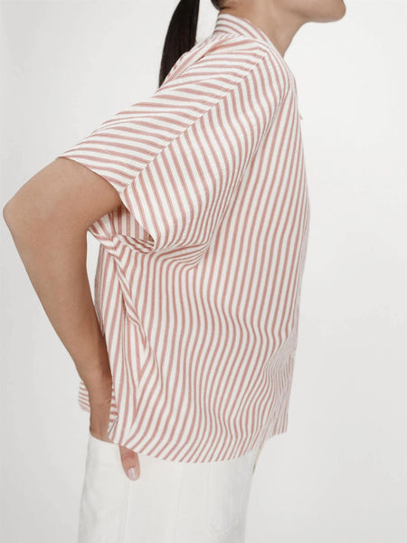VERCIA WIDE STRIPED SHIRT,  CORAIL