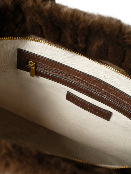 ASPEN PLUSH TOTE,  DARK BROWN
