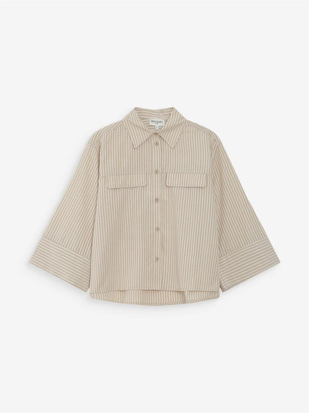 VOICE STRPED SHIRT, SABLE / SAND