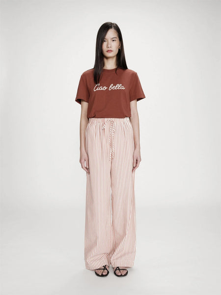 VOLUTE STRIPETE LOOSE PANTS, CORAIL