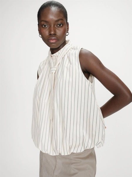 VANYA BALLOON POPLIN TOP,  VANILLE