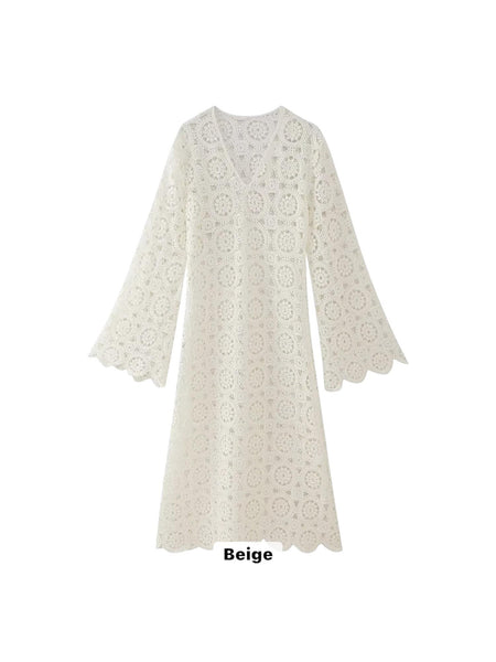 MADDIE LACE DRESS,  BEIGE