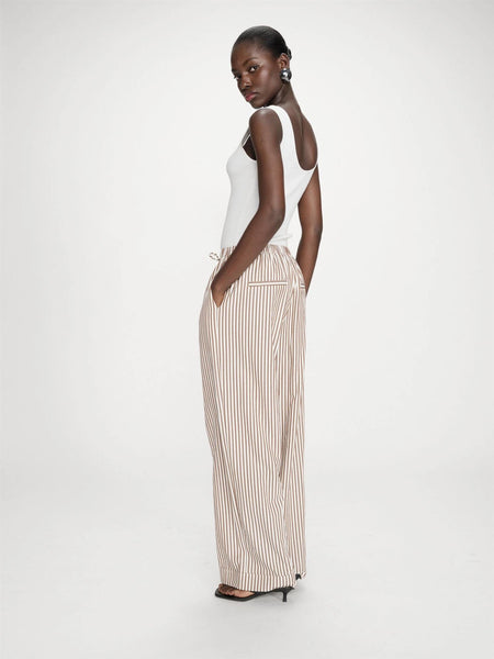 VOLUTE STRIPETE LOOSE PANTS, MOCHA