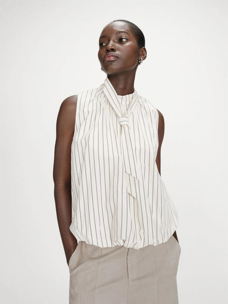 VANYA BALLOON POPLIN TOP,  VANILLE