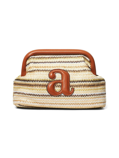 RAFFIA CLUTCH STRIPE ECRU COMBO