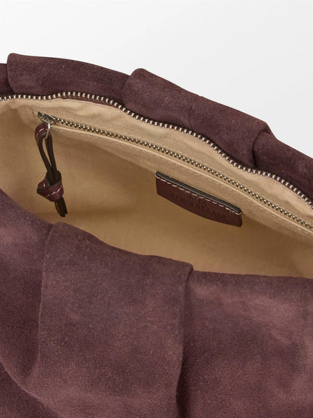 Suede Clutch Bag, MAROON BROWN