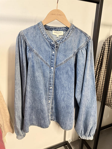 ANAELLE denimbluse, LIGHT BLUE