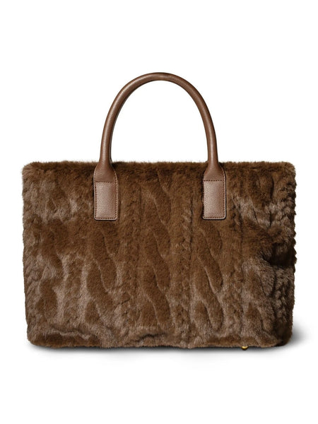 ASPEN PLUSH TOTE,  DARK BROWN
