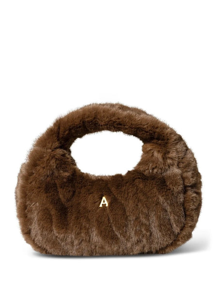 NOELLA PLUSH LITEN VESKE,  DARK BROWN