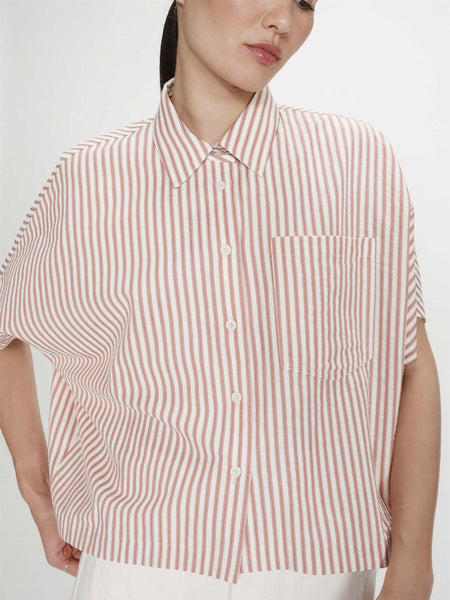 VERCIA WIDE STRIPED SHIRT,  CORAIL