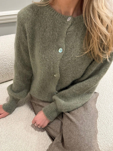 IDAIC CARDIGAN i ullblanding - OLIVE