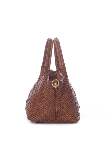BIG TEODORA LEATHER BAG, COGNAC