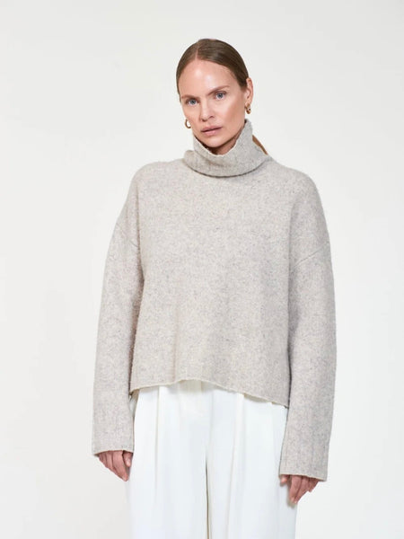 BALE HØYHALSET GENSER, LIGHT GREIGE MELANGE