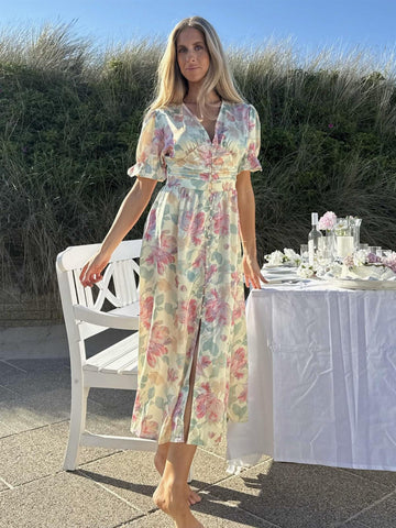 ADELIC LONG SS DRESS - PASTEL GARDEN