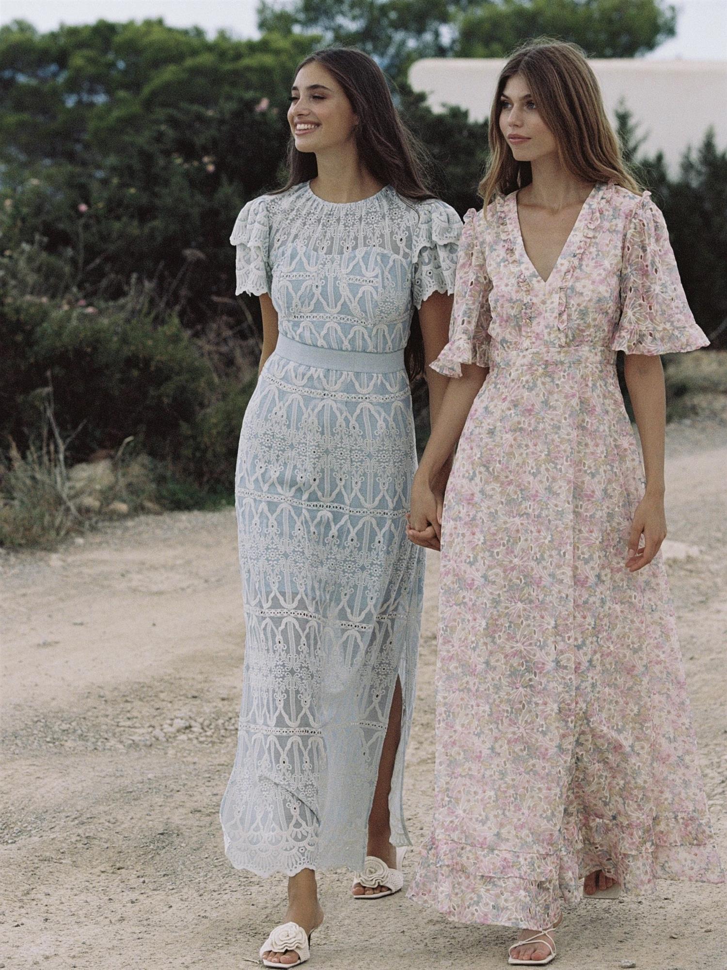 PHILINE MAXI DRESS BLUE EMBROIDERY