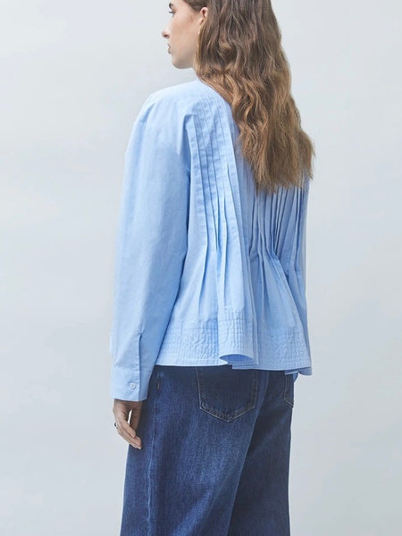 LOELI Pleated shirt, BLEU CIEL
