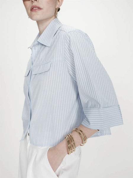 VOICE STRPED SHIRT, SKYE BLUE