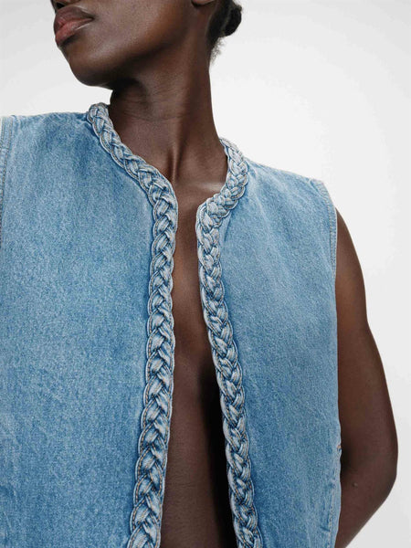 VERONA  DENIM VEST, LIGHT BLUE