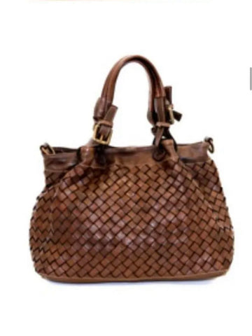 BIG LARA LEATHER BAG, DARK BROWN