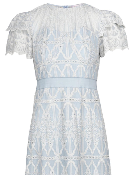 PHILINE MAXI DRESS BLUE EMBROIDERY