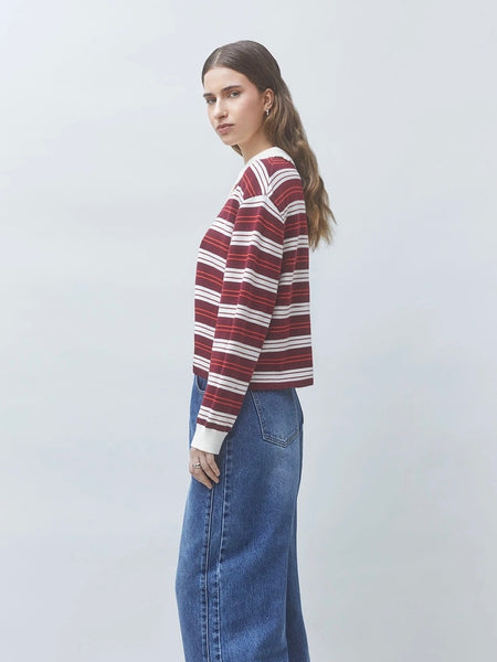 PREGO Striped polo jumper, BOURGOGNE