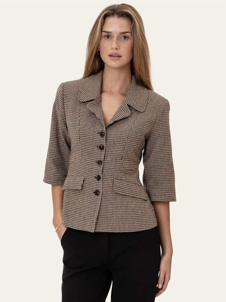 STINEIC SS BLAZER - BROWN CHECKS