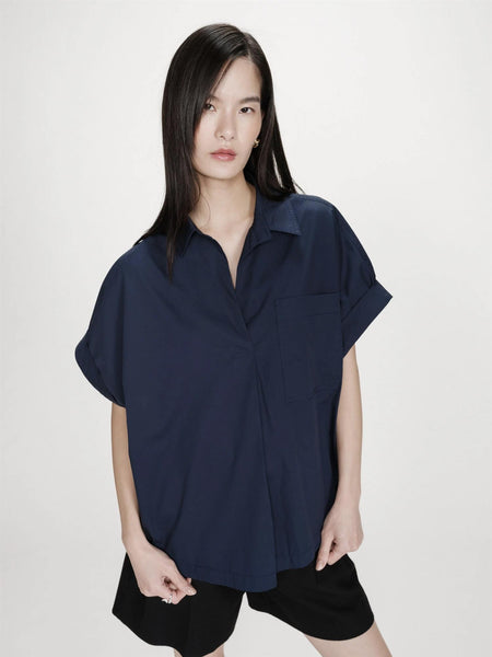 VERSIGNY LOOSE COTTON BLOUSE, NAVY