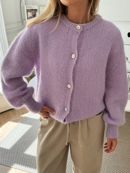 LIGHT PURPLE,  IDAIC cardigan i ullblanding,