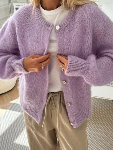 LIGHT PURPLE,  IDAIC cardigan i ullblanding,