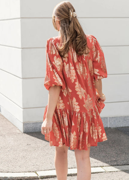 CAMILLE DRESS,  GOLD CORAL